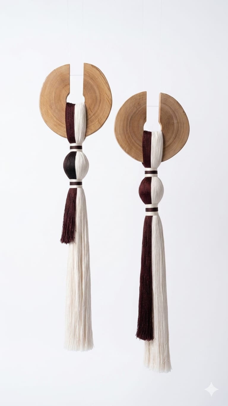 Borla decorativos de madera y fibra