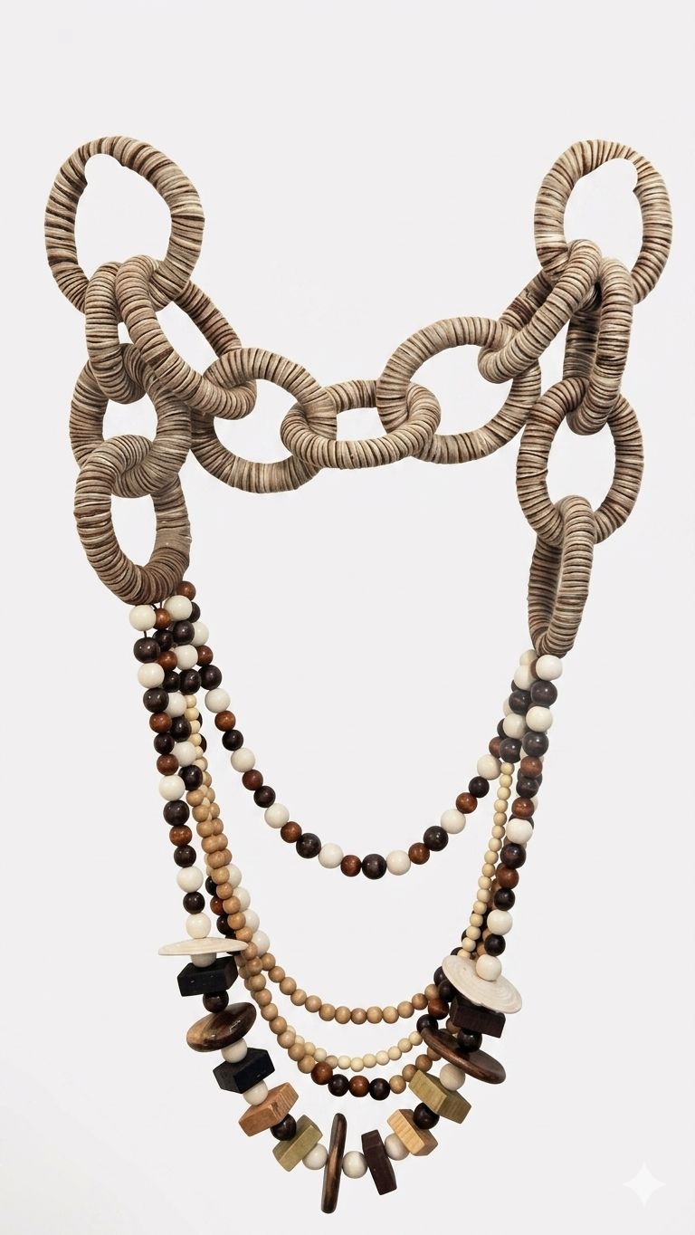 Collar artesanal de cuentas y cordón trenzado