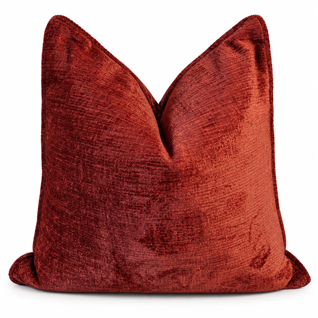 Cojín chenilla terracota